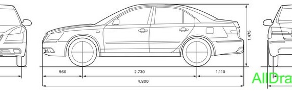 Hyundai Sonata (2008) (Хендай Соната (2008)) - чертежи (рисунки) автомобиля